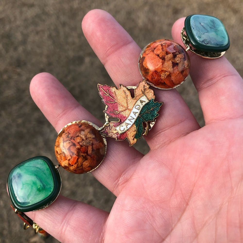 “O, Canada” 🇨🇦🍁 Hand crafted bracelet from repurposed vintage earrings